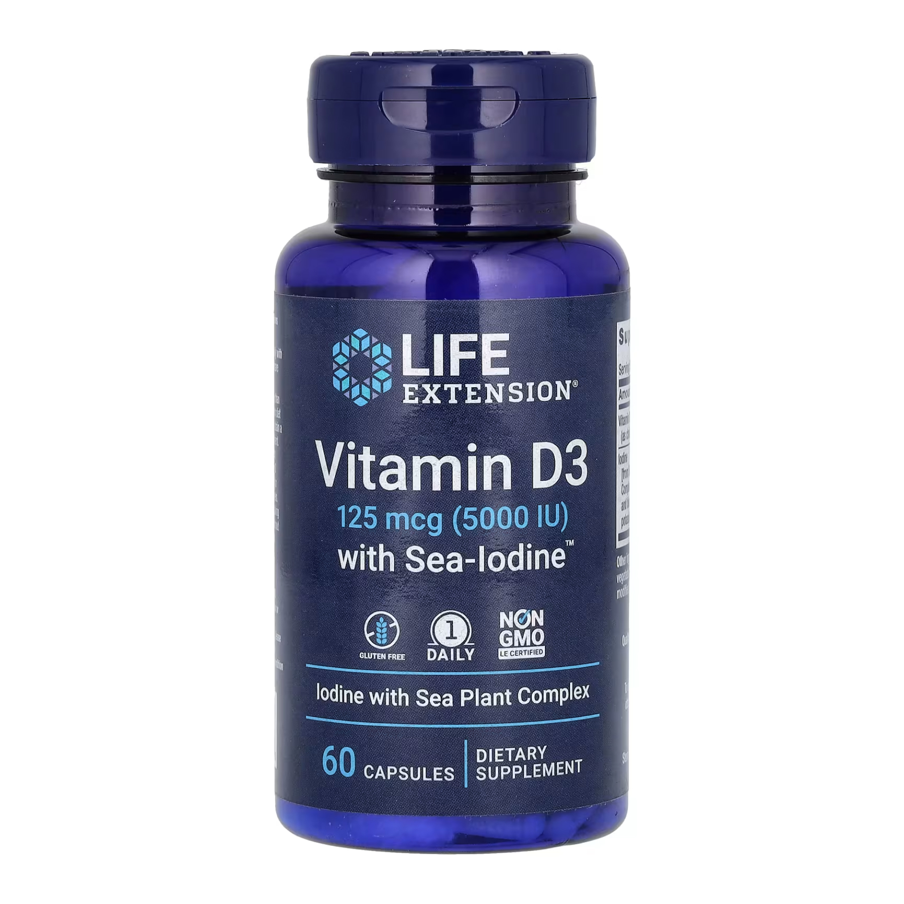 Vit D3 with Sea-Iodine™ 125 mcg (5000 IU) - 60 caps (Пошкоджена банка) — фото 1