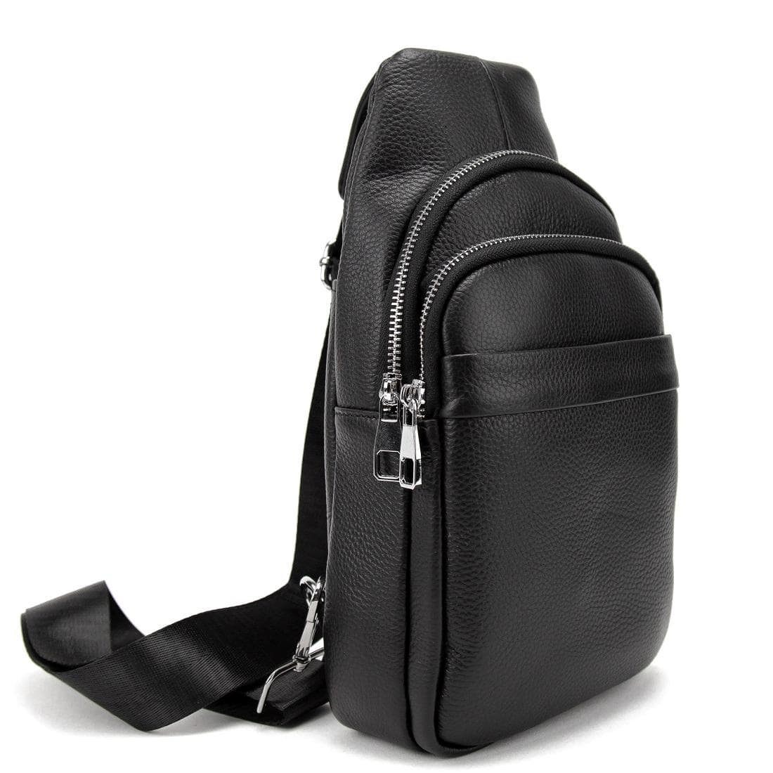 Шкіряний чорний чоловічий слінгTiding Bag A25F-250100A