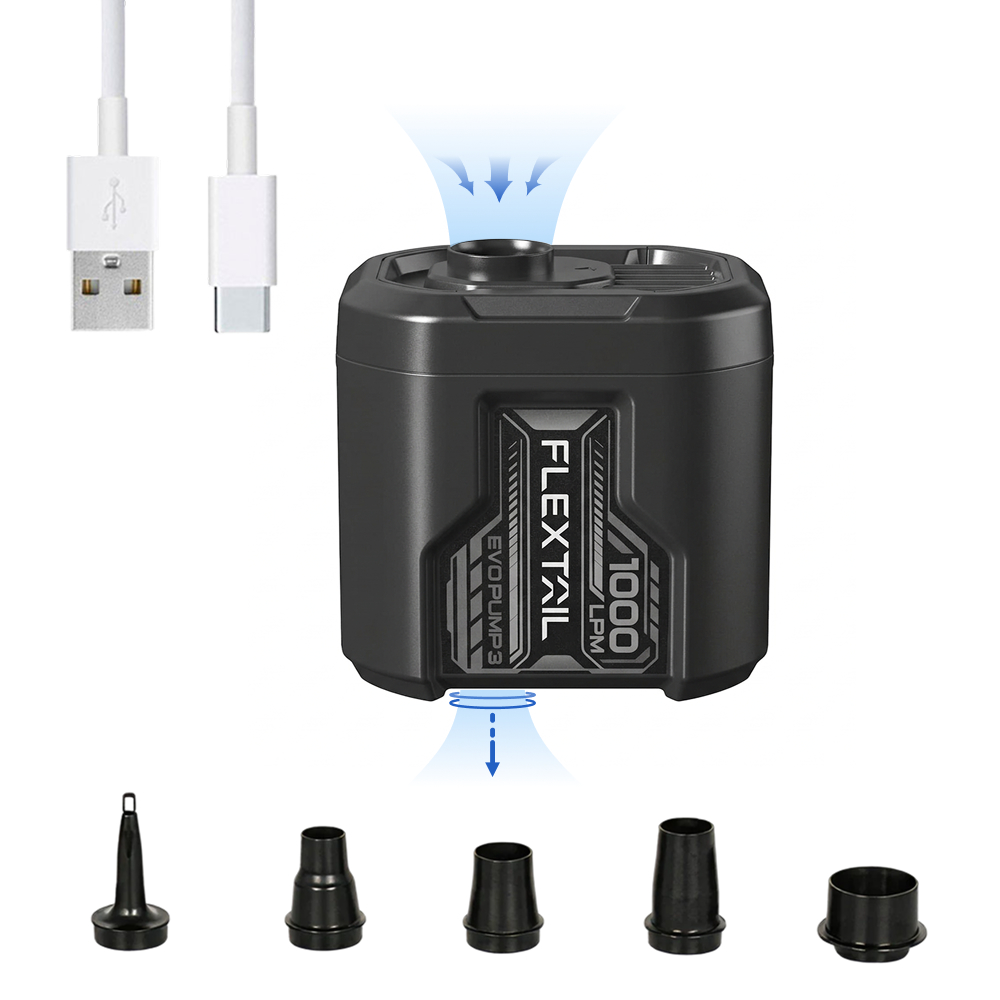 Портативний повітряний насос Flextail Evo Pump 3, 1000 л/хв, чорний — фото 1