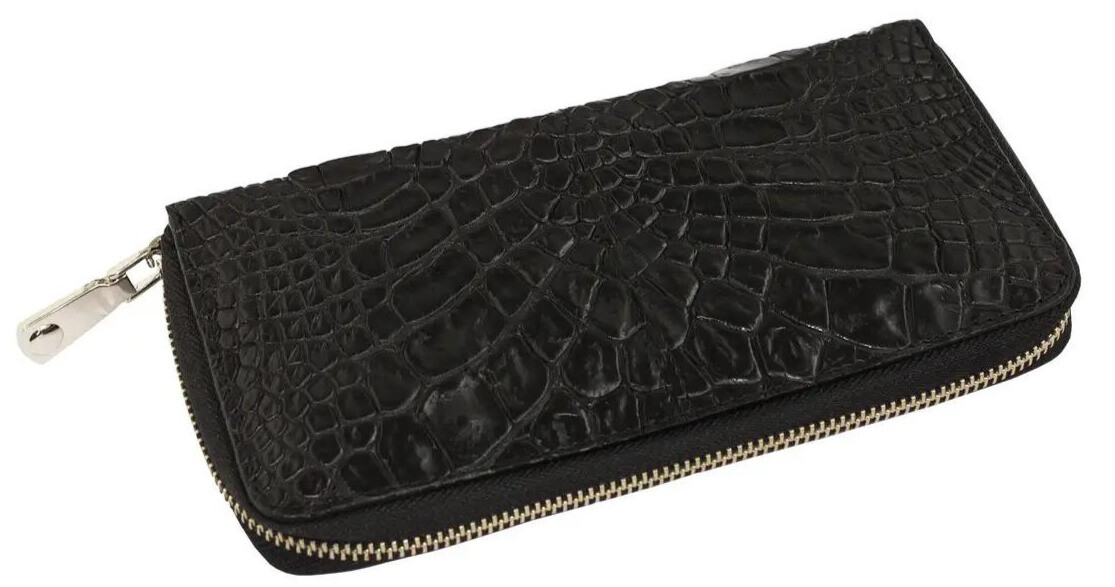 Гаманець Exotic Leather з натуральної шкіри крокодила Чорний (cw 82_6) — фото 1