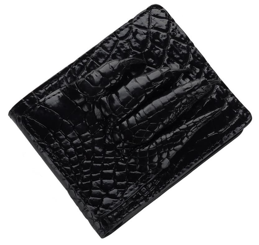 Портмоне зі шкіри з лапою крокодила Чорне Exotic Leather (cw02_1)