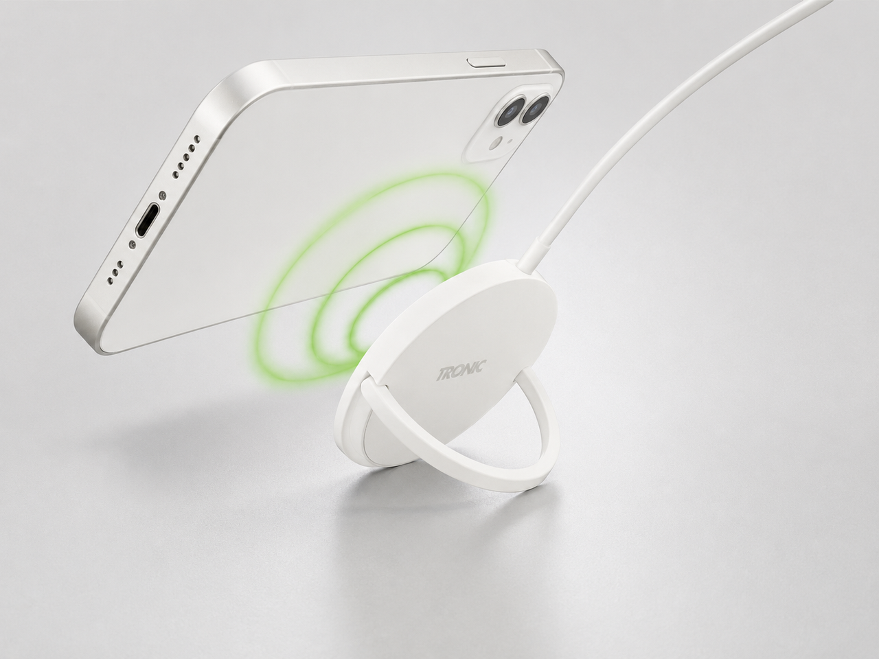 Бездротовий магнітний зарядний пристрій для iPhone TRONIC TNMC 7.5 A1, 7,5 Вт, USB-C, білий — фото 1