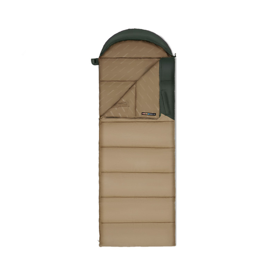 Спальник з капюшоном Naturehike Sunny Day PL02 U350 CNK2550WS028, (6°C), правий, коричнево-зелений — фото 1