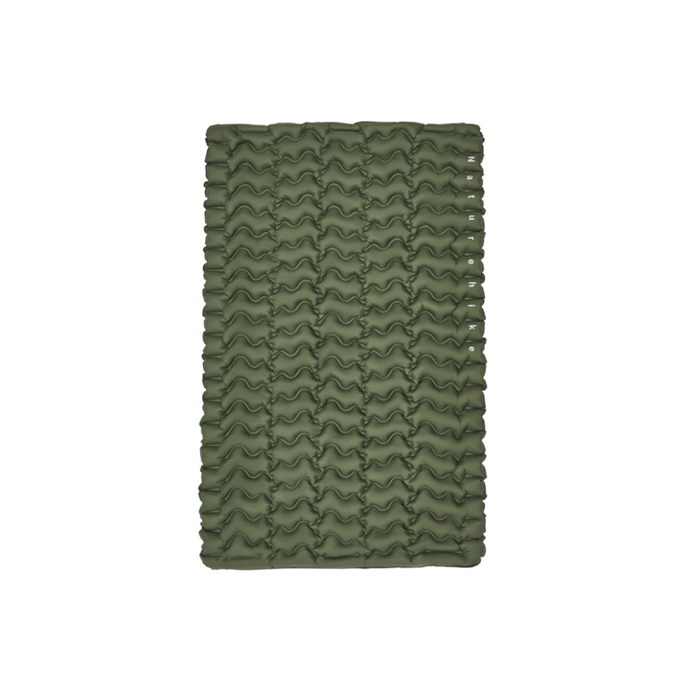Матрац туристичний надувний двомісний Naturehike CNK2550WS019, 200х125х6.5 см, зелений, для кемпінгу із мішком для надування