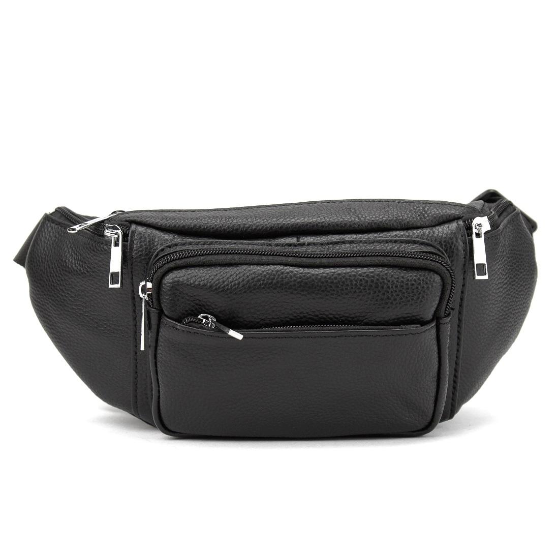 Містка шкіряна сумка на пояс чорна Tiding Bag M56-2030A — фото 1