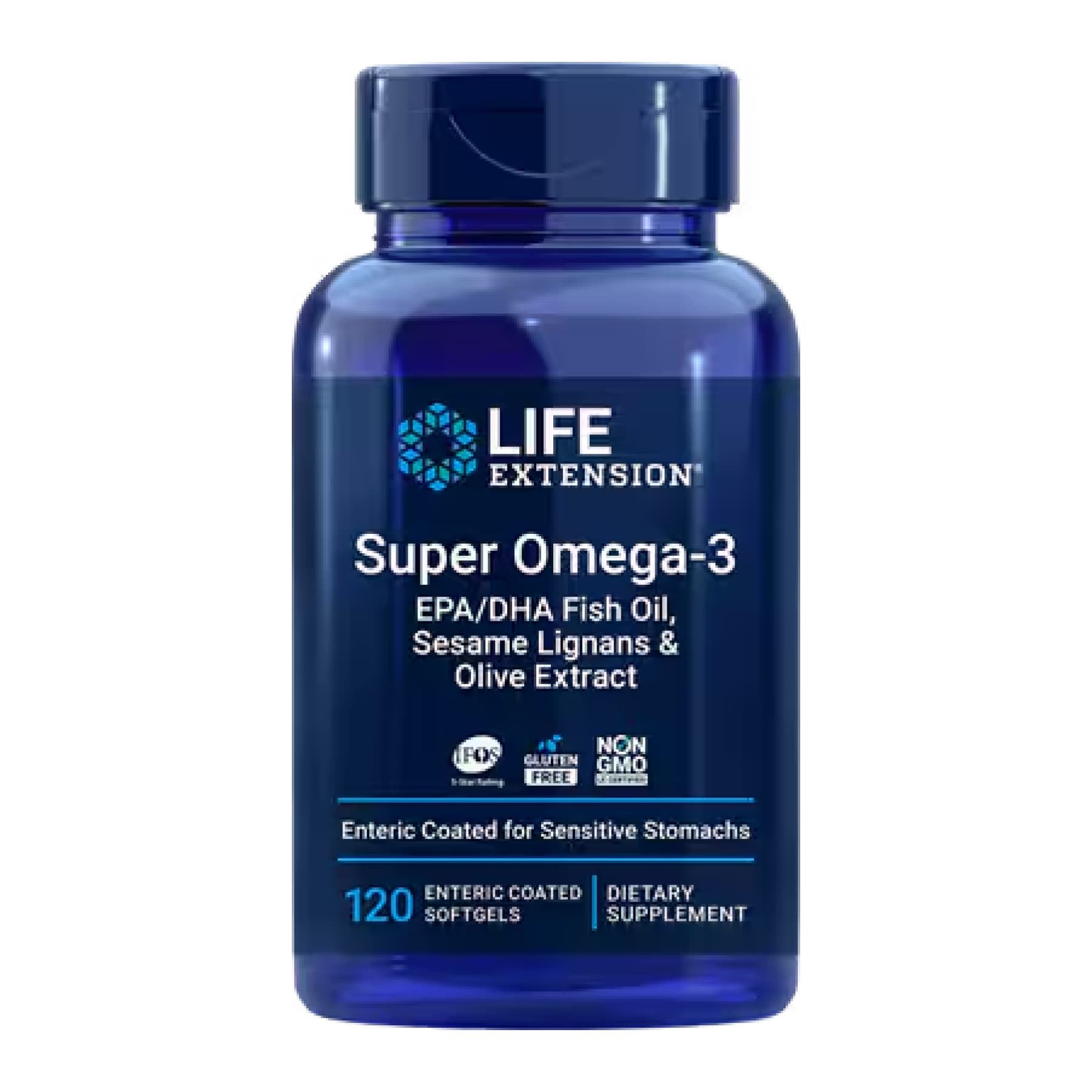 Super Omega-3 EPA/DHA Fish Oil, Sesame Lignans & Olive Extract - 120 Enteric coated softgels — фото 1