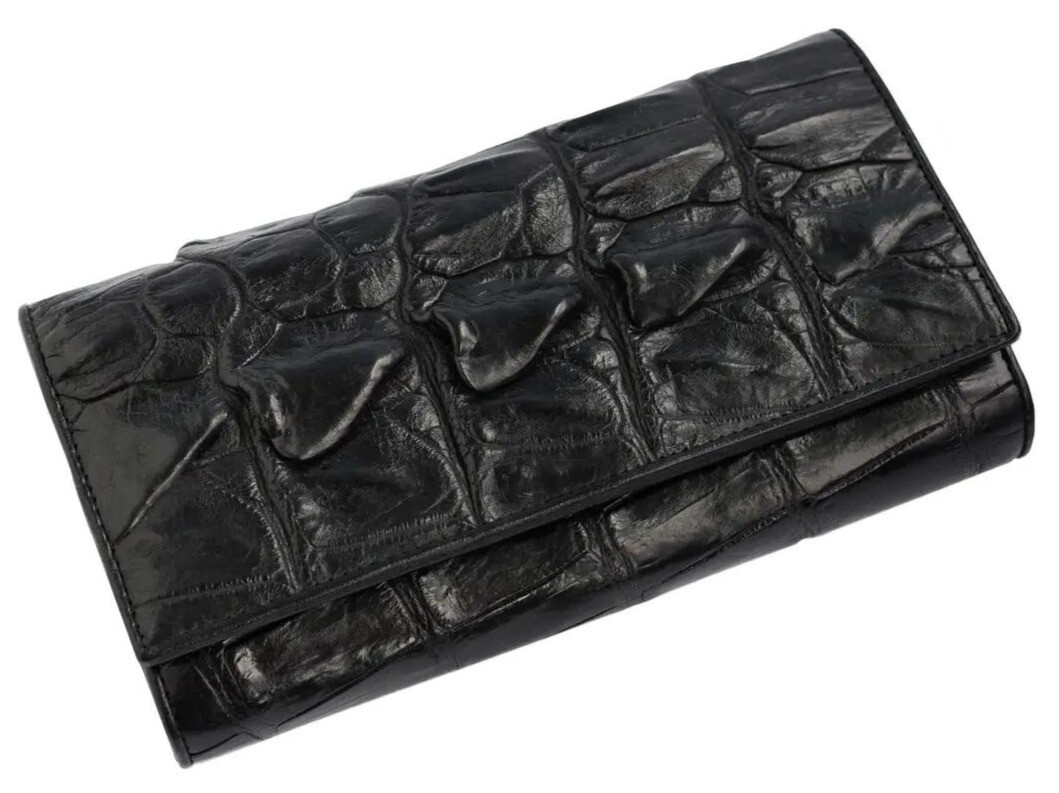 Гаманець зі шкіри крокодила Exotic Leather чорний — фото 1
