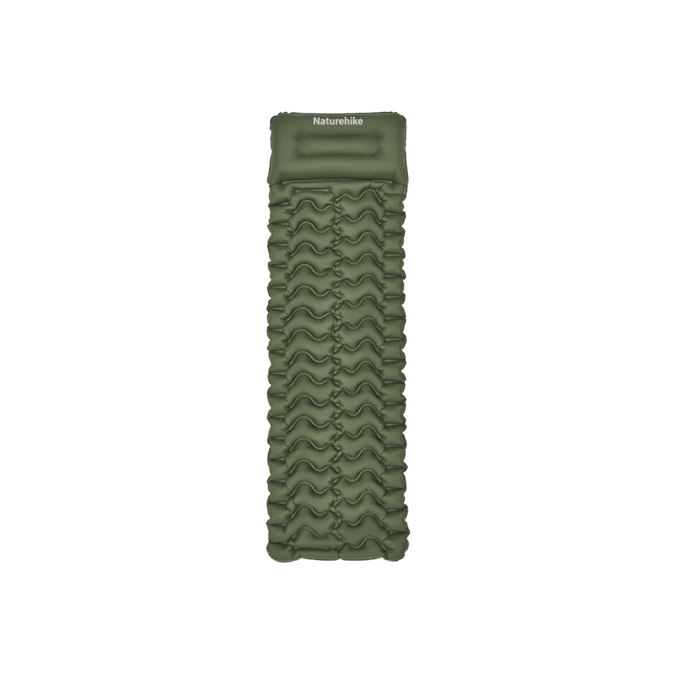Матрац туристичний надувний одномісний Naturehike CNK2550WS019, 200х60х6.5 см, зелений, для кемпінгу із мішком для надування