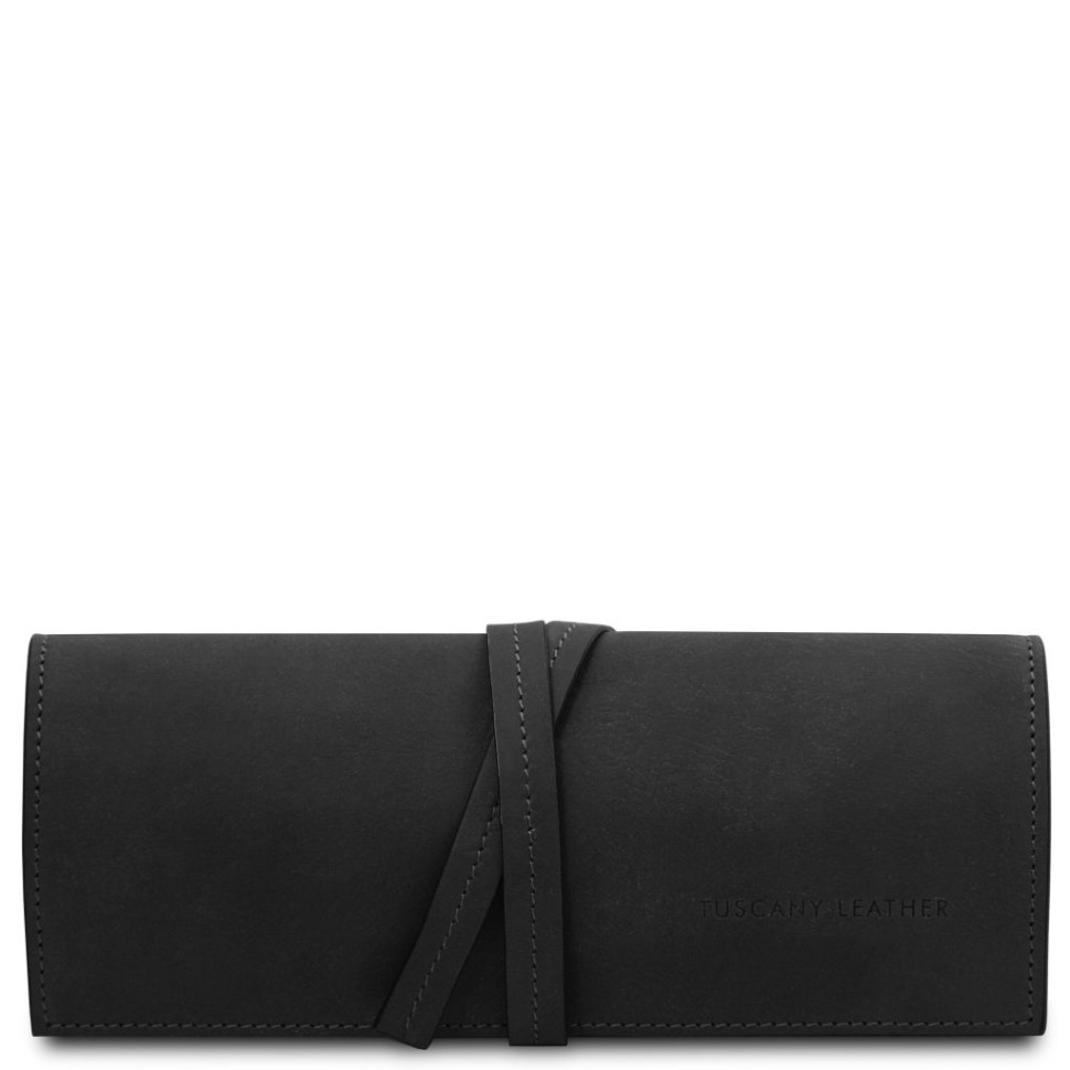 Кожаный итальянский чехол для украшений Tuscany Leather TL142625 (Черный)