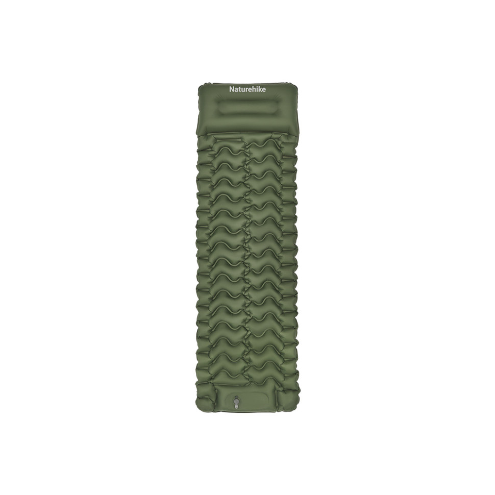 Матрац туристичний надувний одномісний Naturehike CNK2550WS019, 200х60х6.5 см, зелений із вбудованою помпою для надування