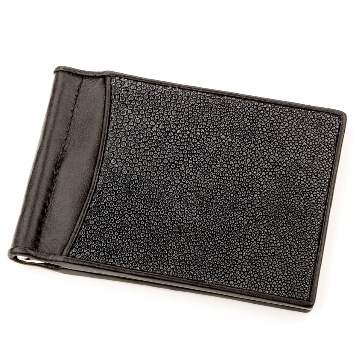 Затискач для грошей STINGRAY LEATHER 18293 з натуральної шкіри морського ската Чорний — фото 1