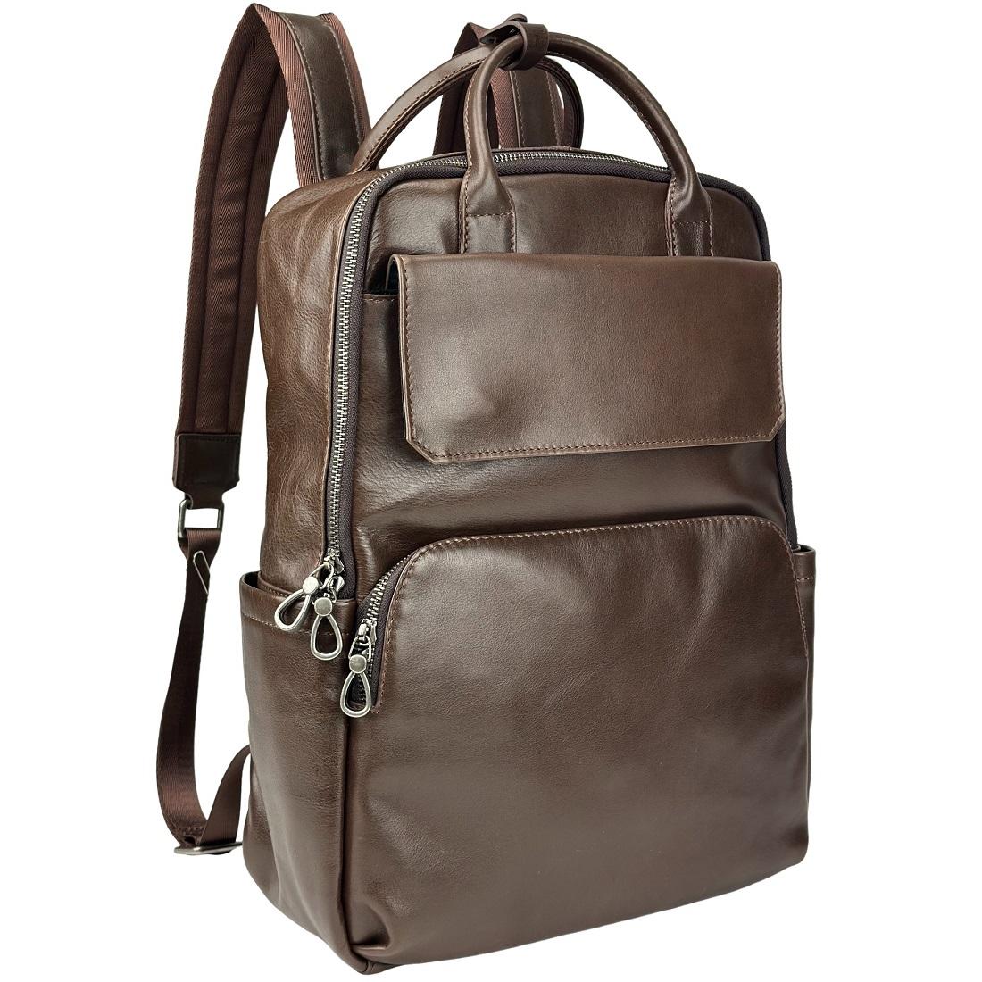 Чоловічий шкіряний рюкзак коричневий Tiding Bag 8046C