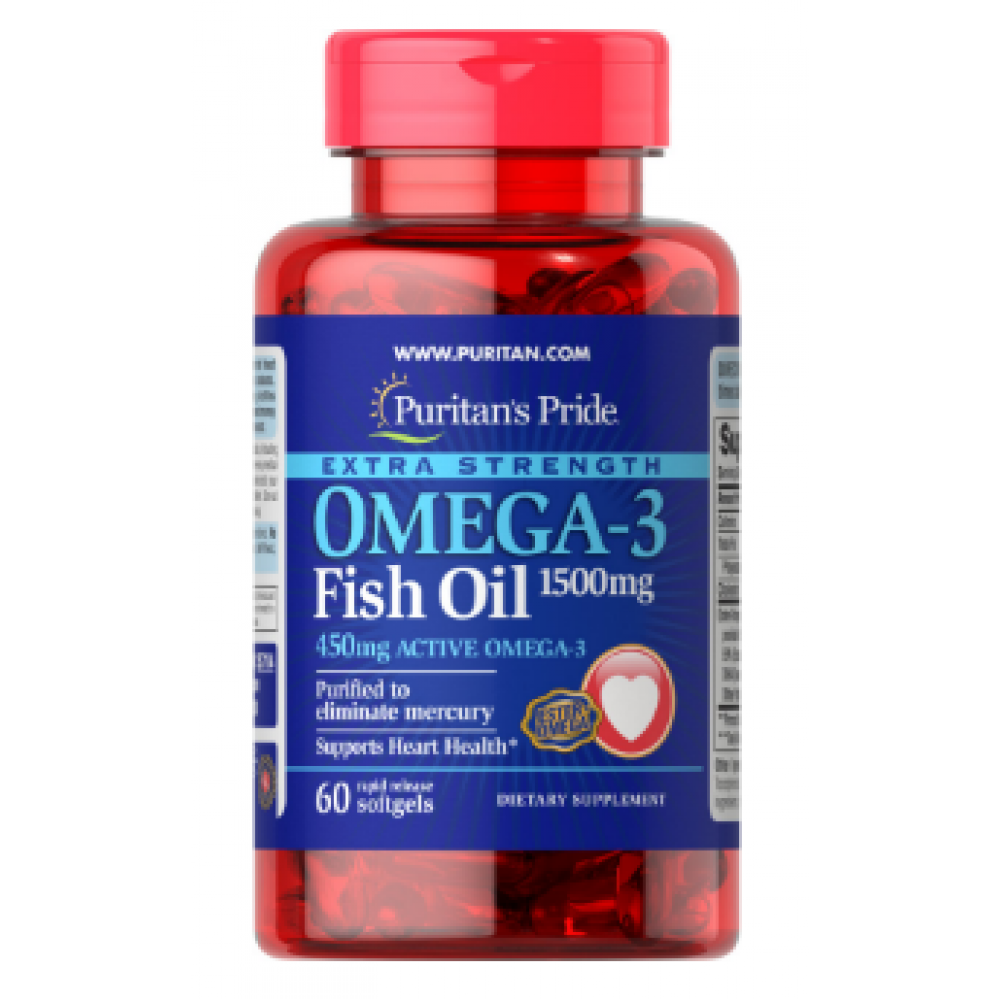 Omega-3 Fish Oil Extra Strength 1500 mg (450 mg Active Omega-3) 60 Softgels (Пошкоджена банка)