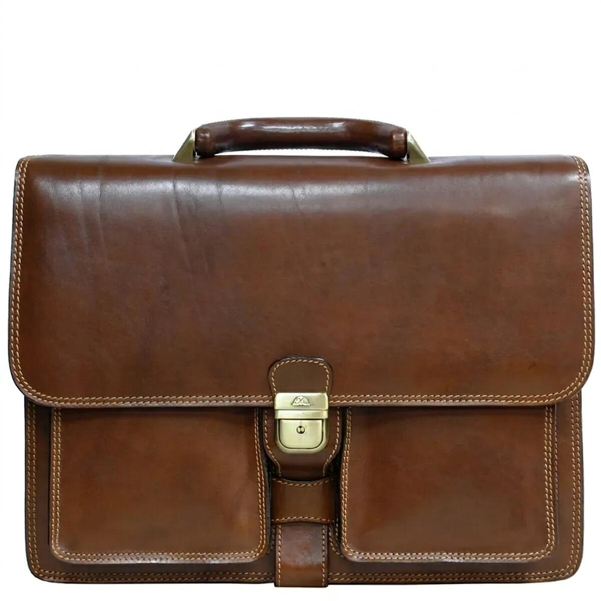 Мужской деловой портфель Tony Perotti Italico 8013/42 (90388) Коньячный — фото 1