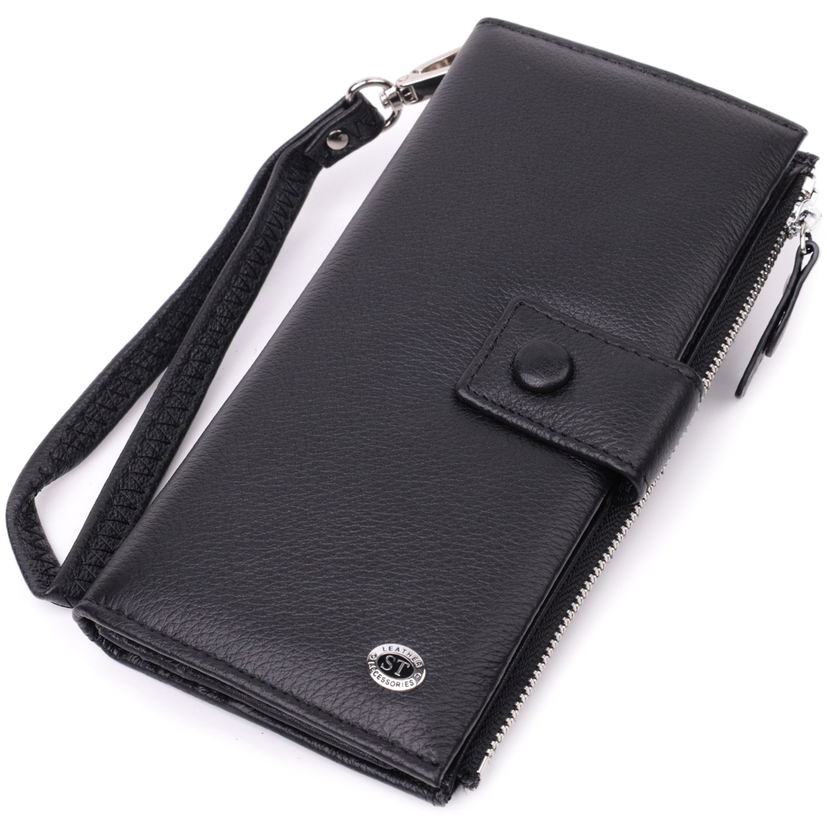 Лаконичный женский вертикальный кошелек-клатч из натуральной кожи ST Leather 22537 Черный — фото 1