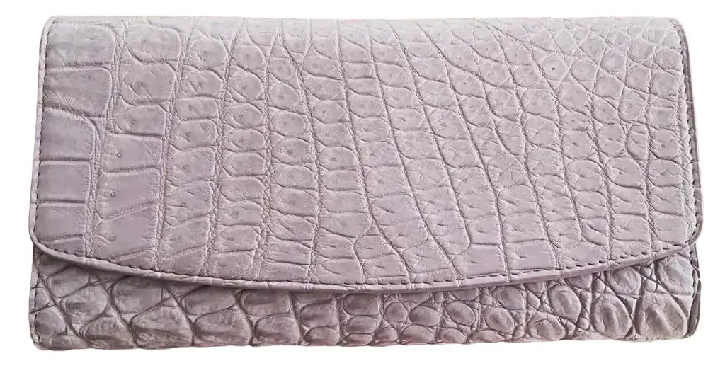 Гаманець портмоне жіночий із натуральної шкіри крокодила ліловий Exotic Leather (cw 95_7) — фото 1