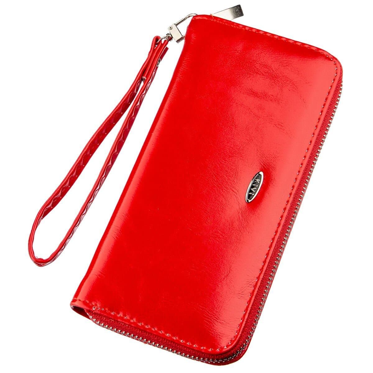 Гаманець жіночий на одну блискавку з екокожі гладкий KIVI 19041 Червоний — фото 1