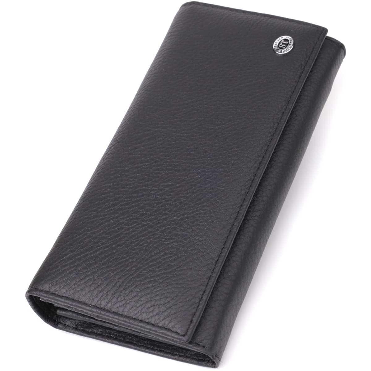 Вместительный кошелек для женщин из натуральной кожи ST Leather 23097 Черный