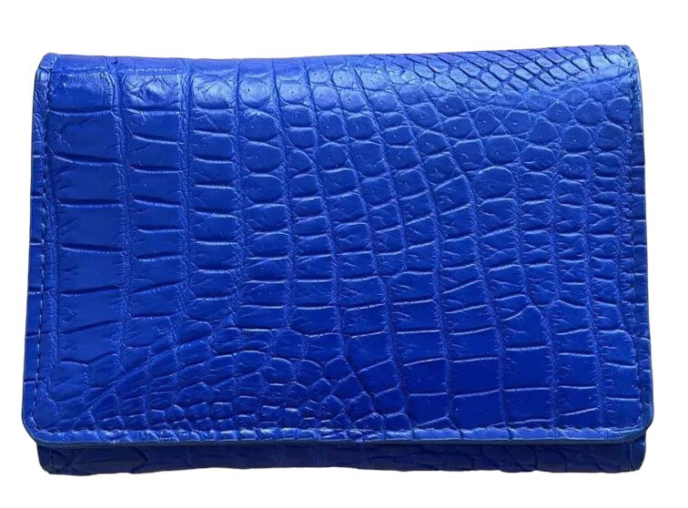 Гаманець жіночий із шкіри крокодила синій яскравий електрик індиго Exotic Leather (cw 106_2) — фото 1
