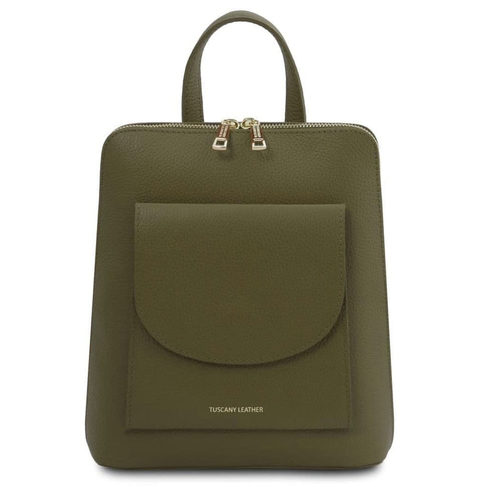 Небольшой женский кожаный рюкзак Италия Tuscany TL142092 (Forest Green)
