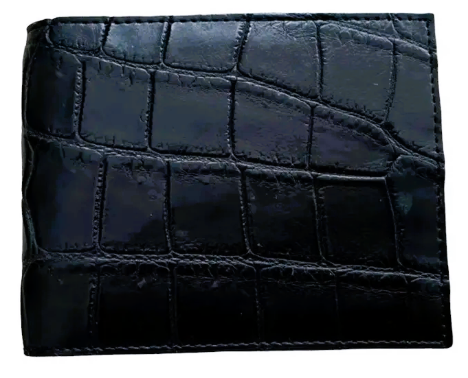 Затискач для грошей купюр із натуральної шкіри крокодила Exotic Leather Чорний (сс 03)