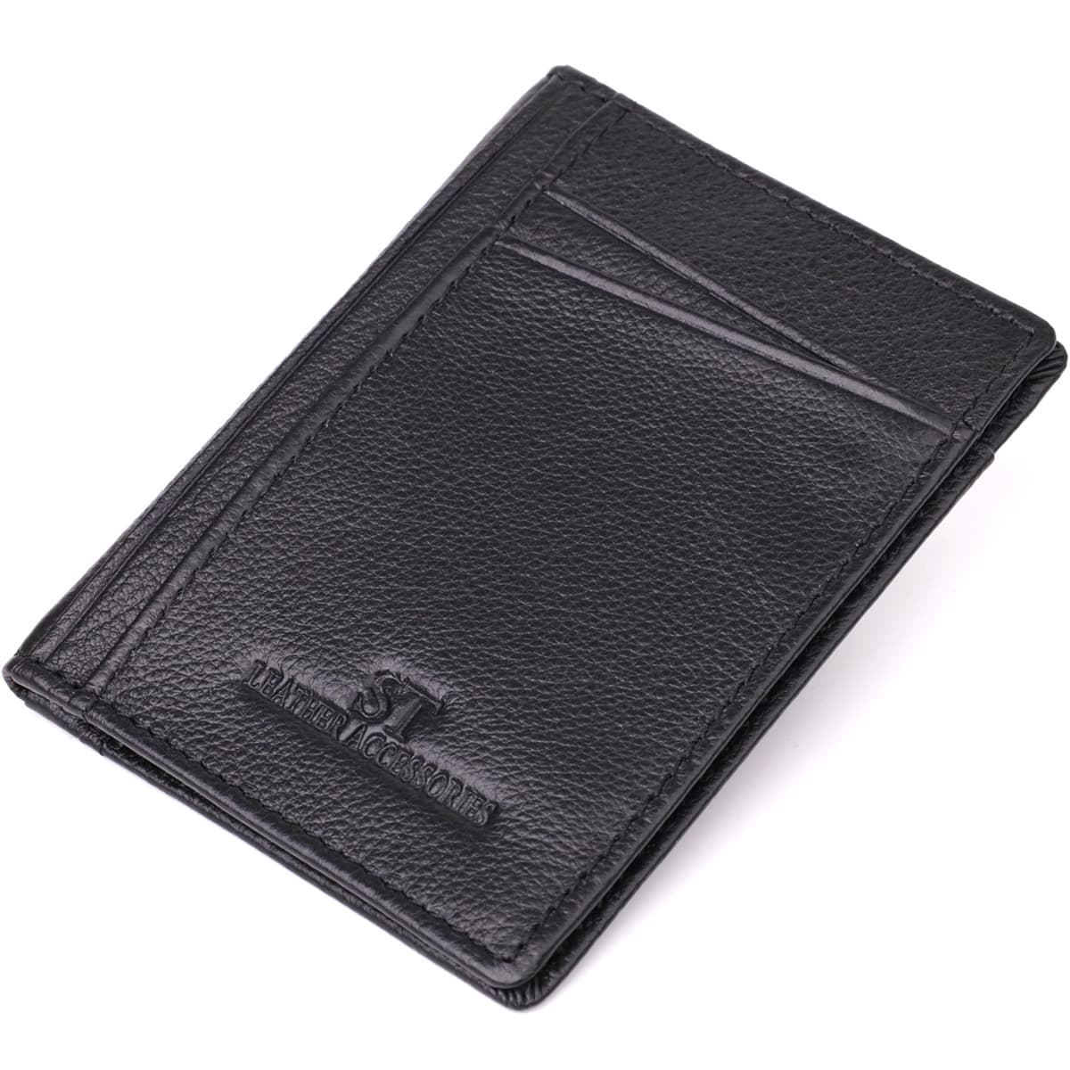 Чоловічий гаманець для карток із натуральної шкіри ST Leather 23091 Чорний