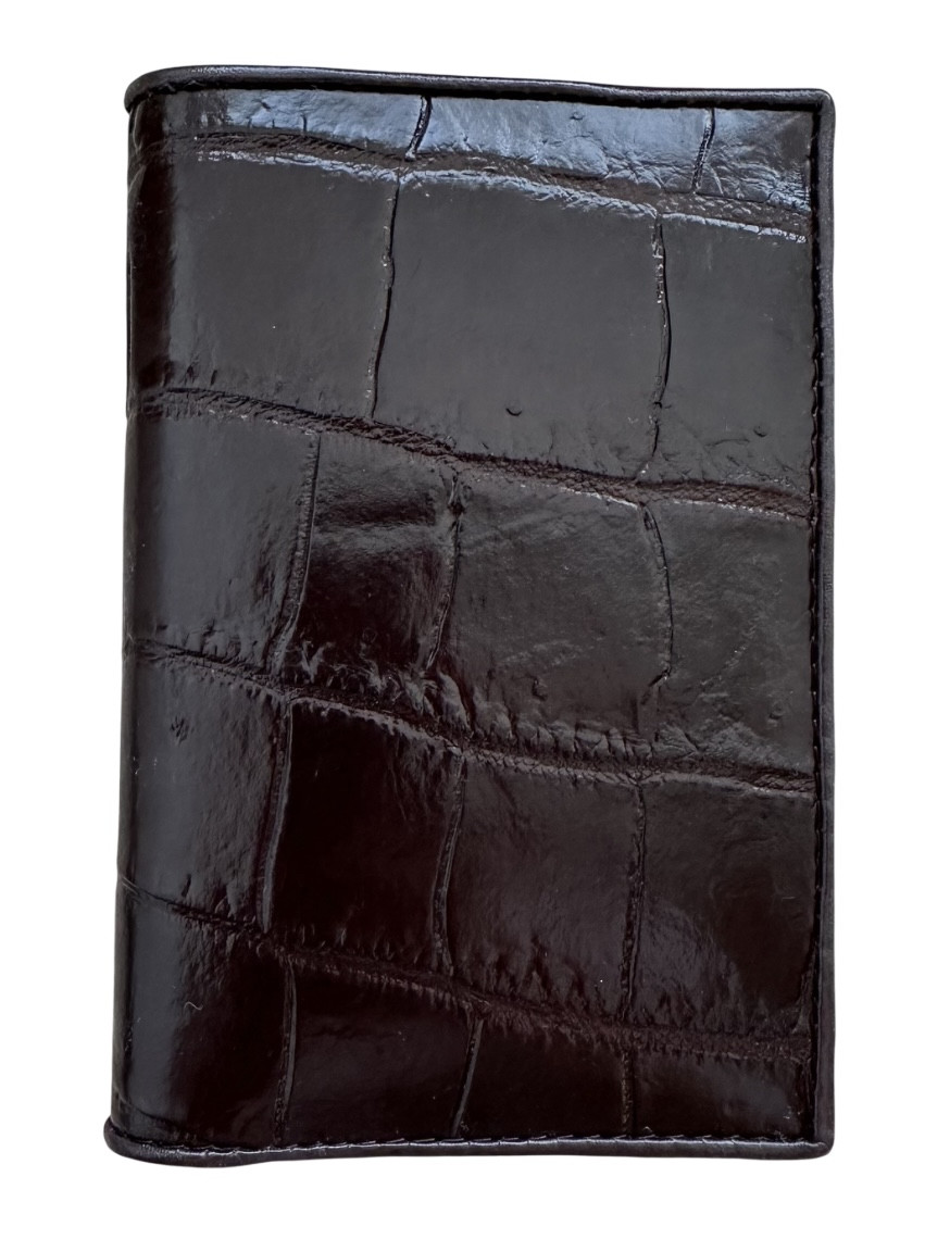 Обкладинка на паспорт із натуральної шкіри крокодила Exotic Leather коричнева (cp02) — фото 1
