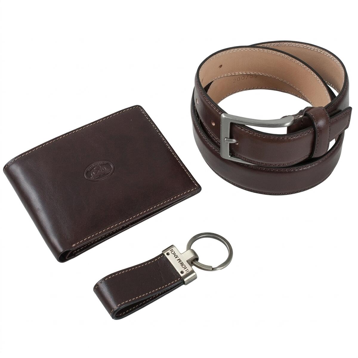 Подарочный набор Tony Perotti Italico Кошелек+Ремень+Брелок (534E-51+KR133+200/35) Коричневый — фото 1