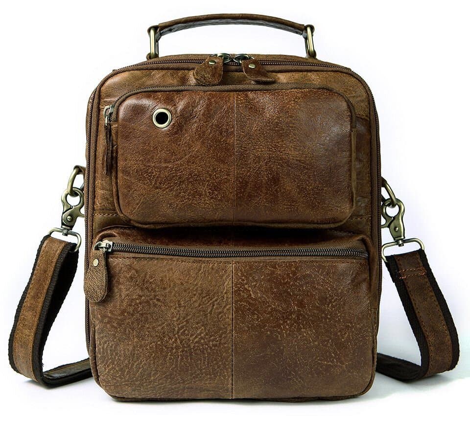 Cумка с эффектами старины мужская Vintage 14673 Рыжая