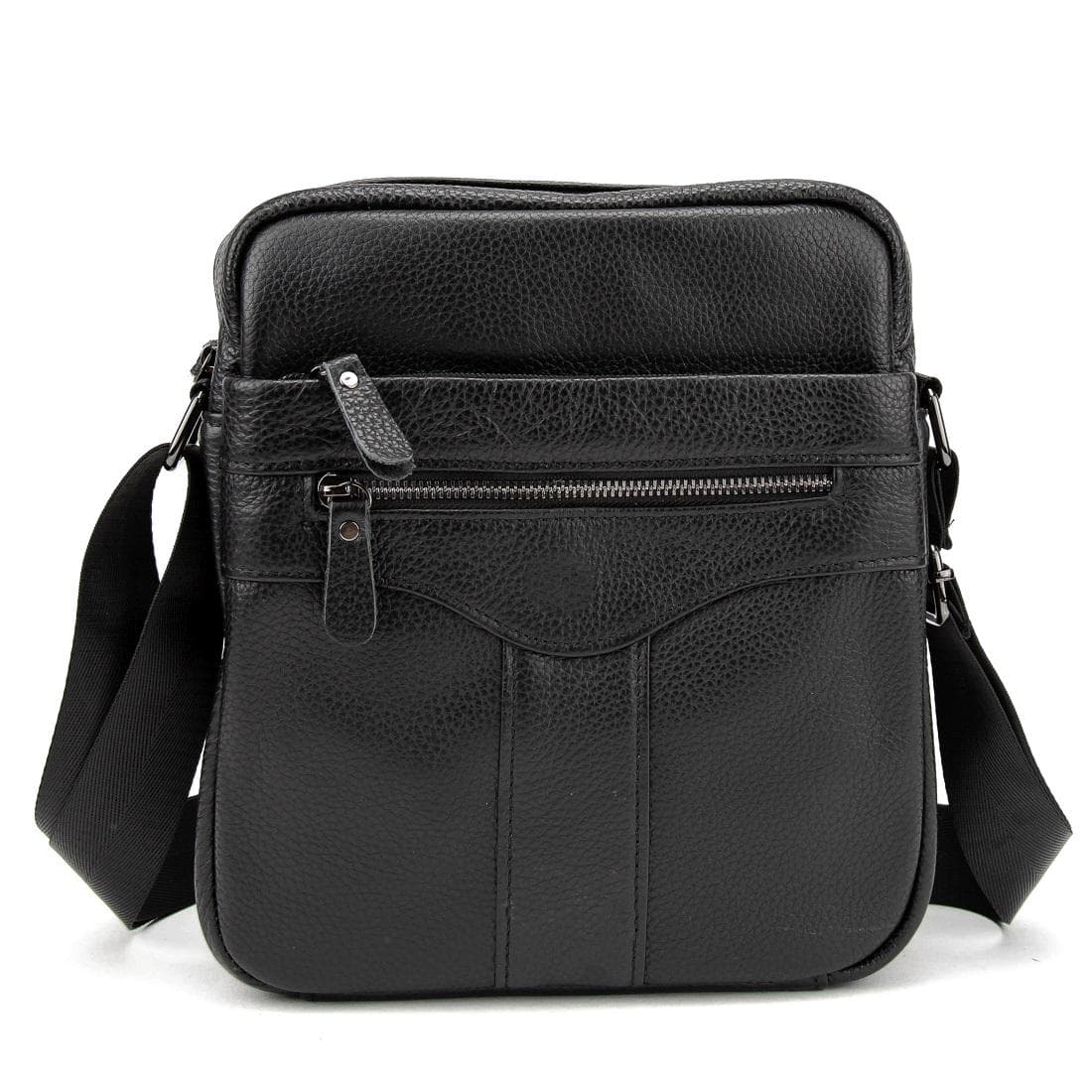 Шкіряний маленький чоловічий месенджер чорний Tiding Bag M56-0187A