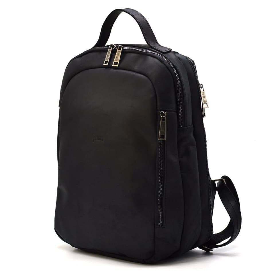 Городской черный рюкзак RA-3072-3md TARWA кожа Crazy Horse