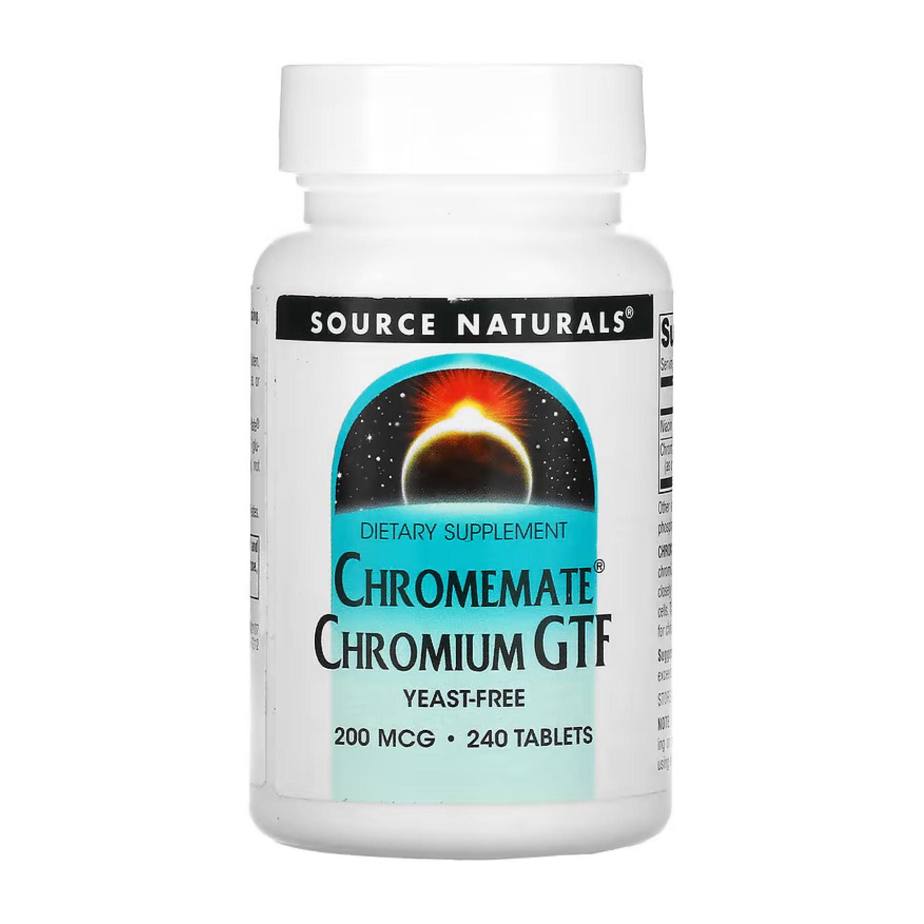 ChromeMate® Chromium GTF 200 mcg, Yeast Free - 240 tabs (Повреждена банка)
