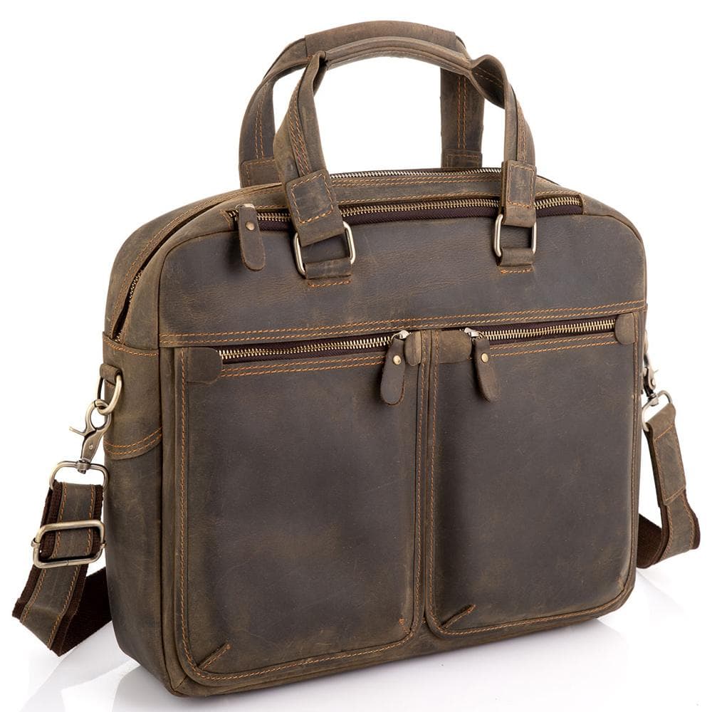 Винтажная сумка для ноутбука коричневая Tiding Bag D4-001G