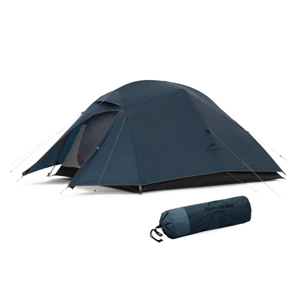 Намет надлегкий тримісний з футпринтом Naturehike Cloud Up 3 UL NH18T030-T-T, 20D, темно-синій