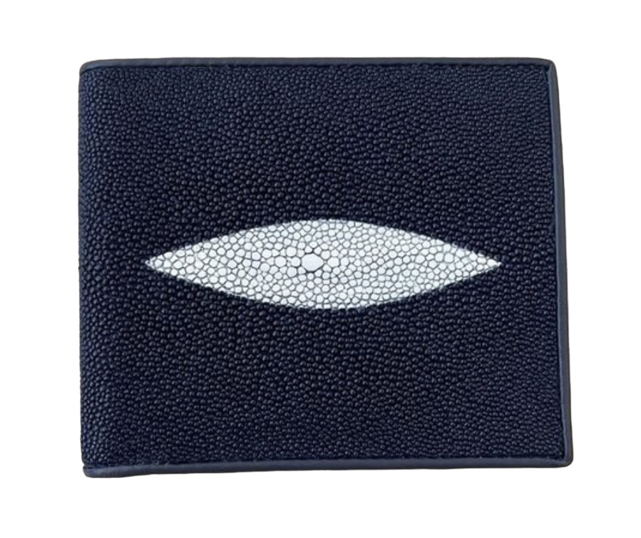 Портмоне мужское Exotic Leather из натуральной кожи морского ската темно-синее — фото 1