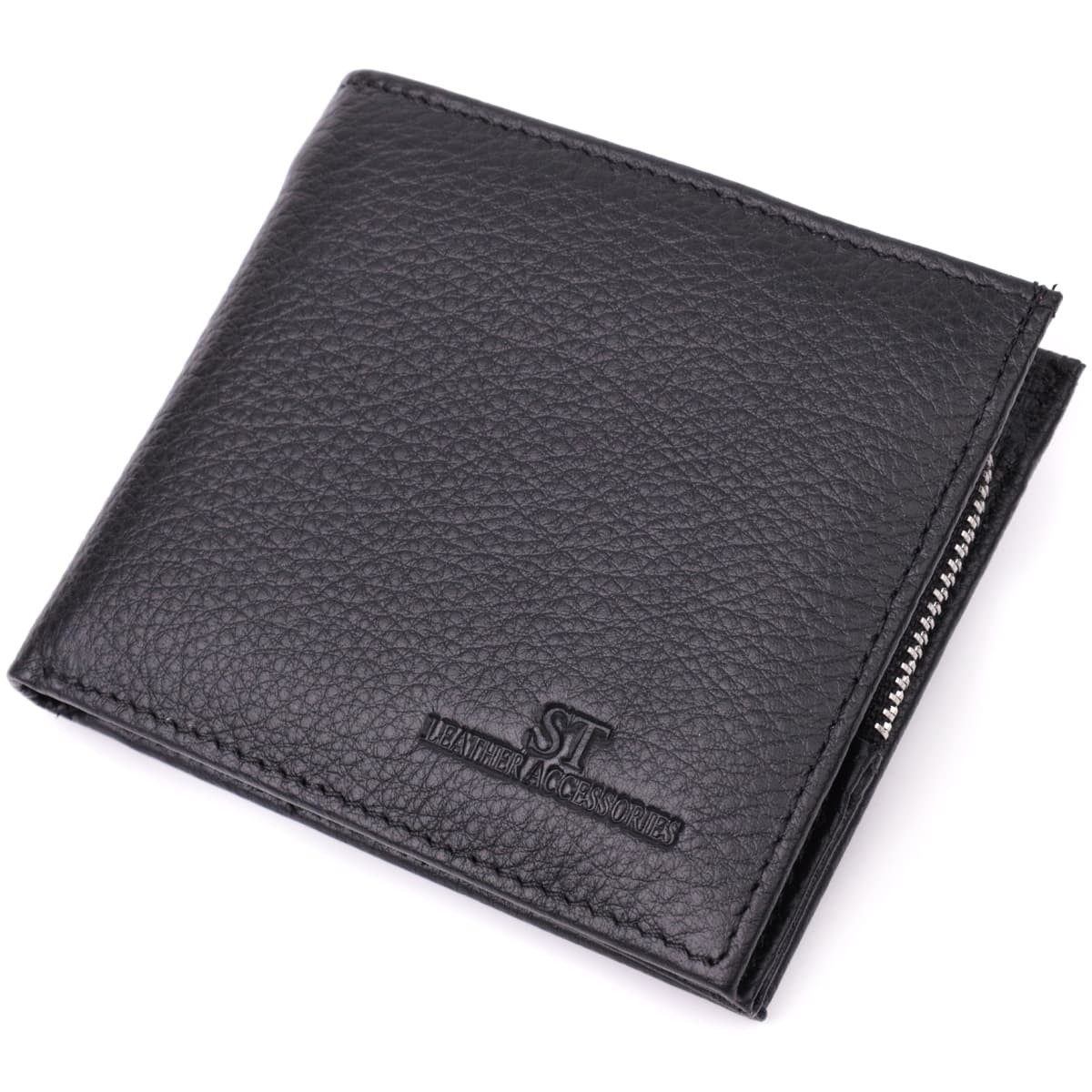 Гаманець середнього розміру з оригінальною монетницею ST Leather 22458 Чорний — фото 1