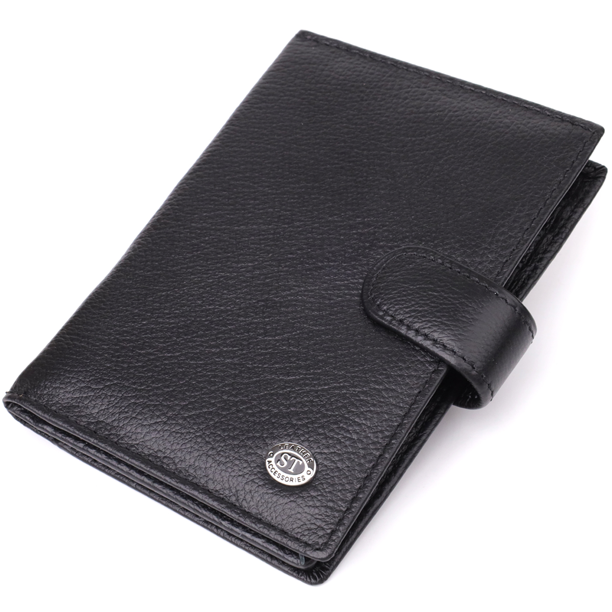Містка обкладинка на документи унісекс з натуральної шкіри ST Leather 23116 Чорний