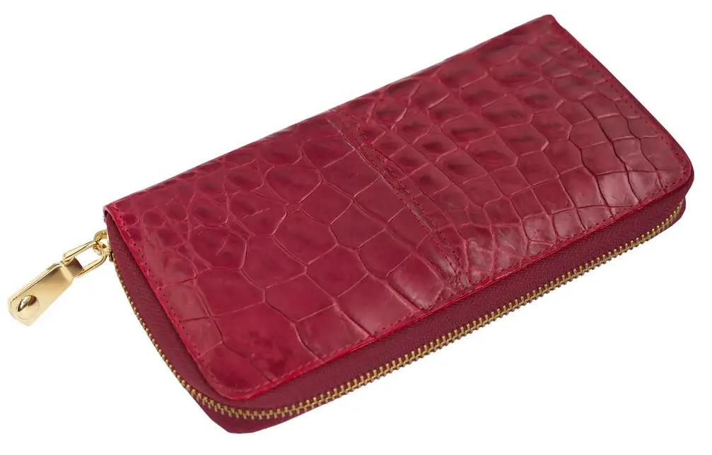 Гаманець Exotic Leather з натуральної шкіри крокодила Бордовий (cw 82_4) — фото 1