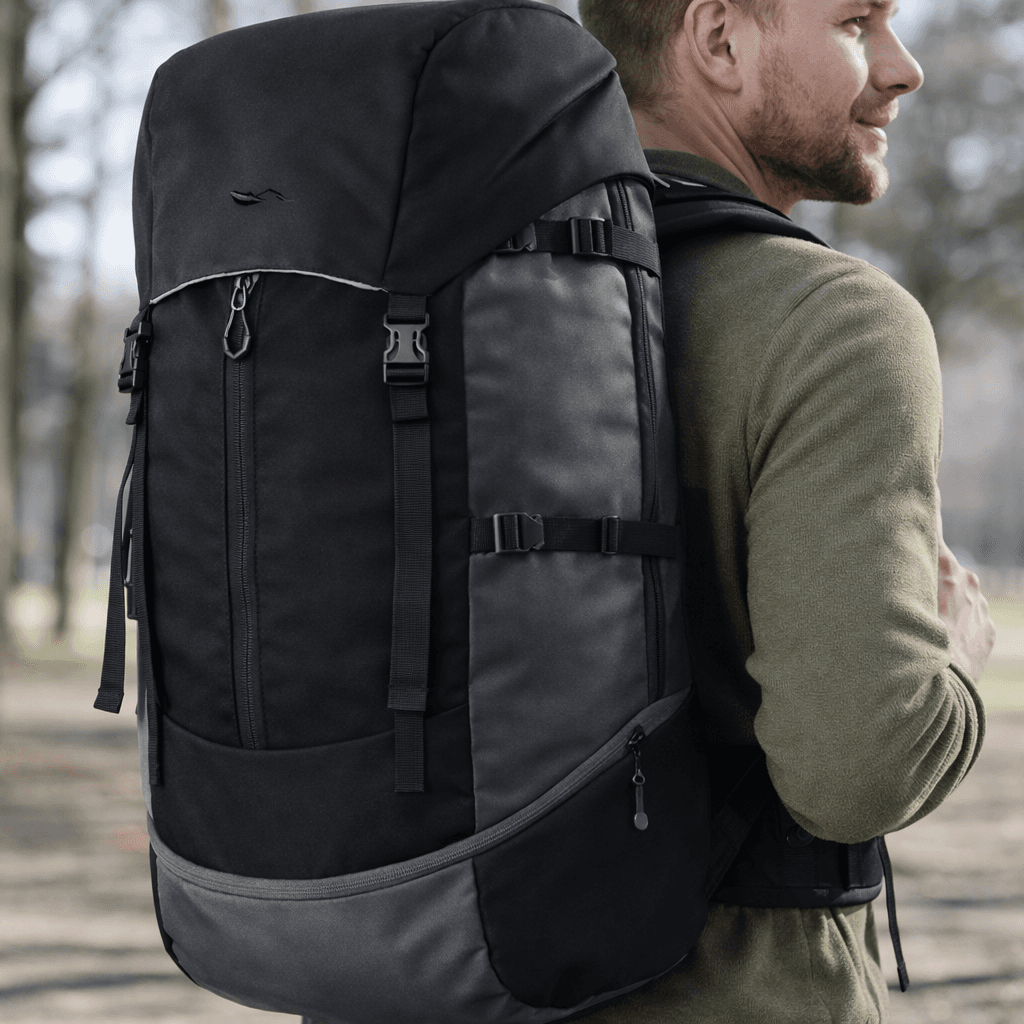 Легкий походный, туристический рюкзак с дождевиком 45L Adventuridge черный
