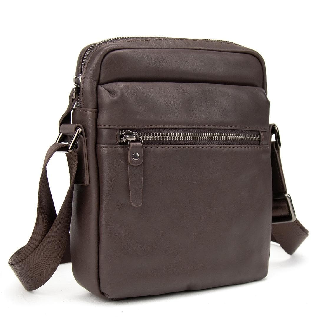 Месенджер класичний в гладкій шкірі коричневий Tiding Bag 8717C