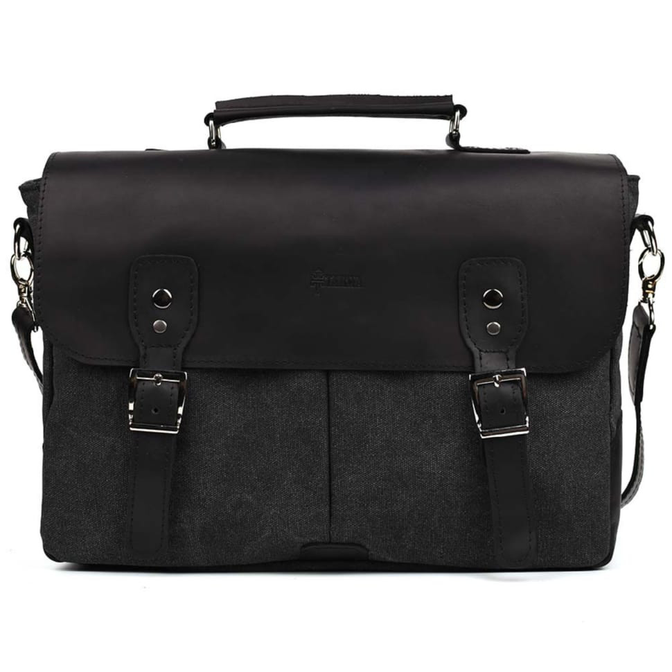 Мужская сумка портфель из канвас и лошадиной кожи TARWA RAG-3960-3md