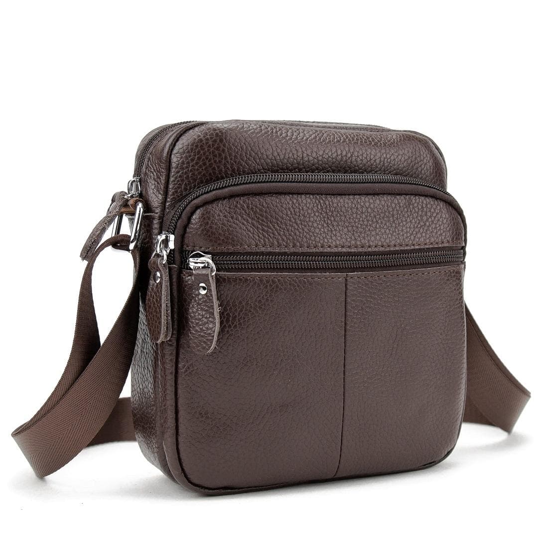 Шкіряний компактний чоловічий месенджер коричневий Tiding Bag M56-0080C — фото 1