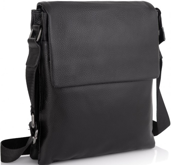 Кожаный мужской мессенджер Tiding Bag черный — фото 1