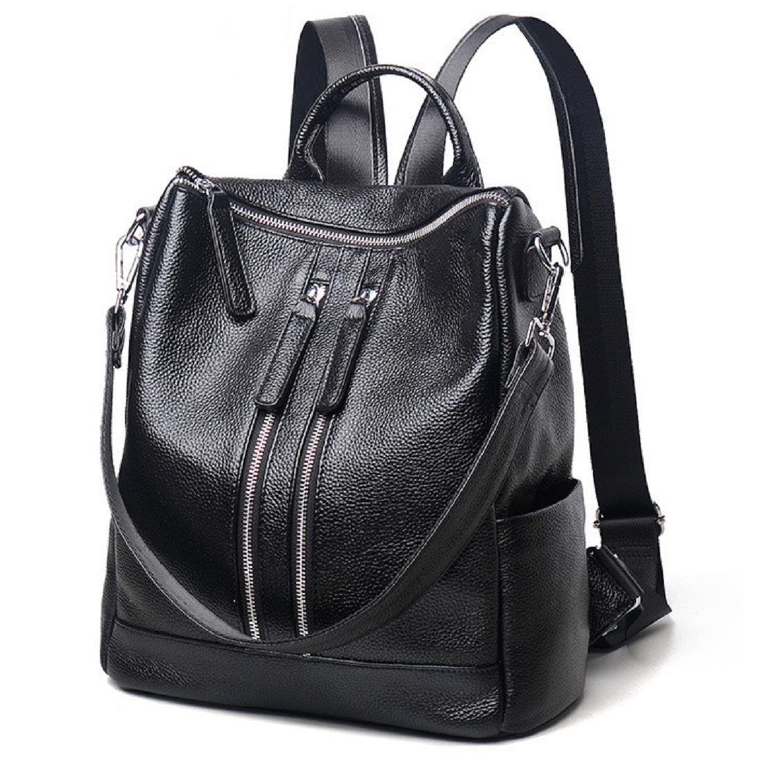 Жіночий чорний шкіряний рюкзак Olivia Leather F-FL-NWBP27-011A