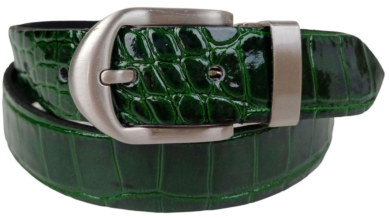 Жіночий ремінь під крокодила Vanzetti RMT112 темно-зелений — фото 1