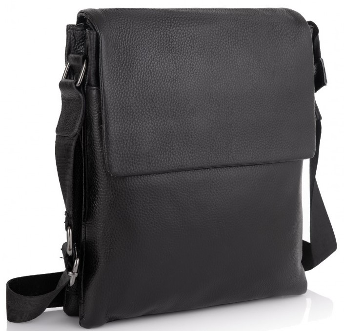 Мужская сумка из натуральной кожи Tiding Bag черная