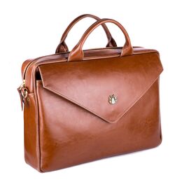 Придбати Жіноча шкіряна сумка для ноутбука коричнева Fl15, image , характеристики, відгуки