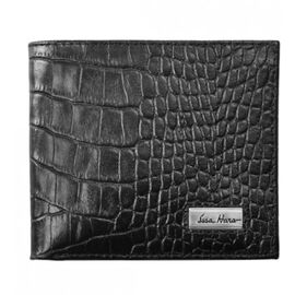 Придбати Шкіряний гаманець чоловічий з тисненням чорний WB1 (21-00), image , характеристики, відгуки