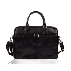 Купить - Кожаная сумка на плечо для ноутбука черная, фото , характеристики, отзывы