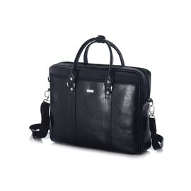 Придбати Шкіряна сумка для ноутбука через плече чорна, image , характеристики, відгуки